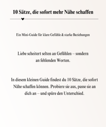 Gratis E Book 10 Sätze die sofort mehr Nähe schaffen.